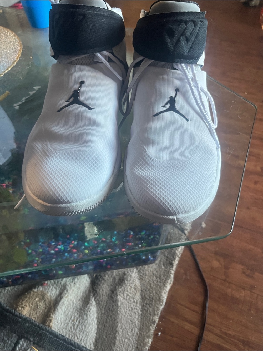 Jordan Men’s White and Black High-Top Basketball Sneakers